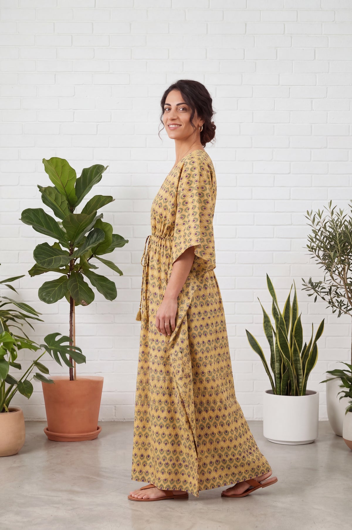 Golden Block Print Kaftan