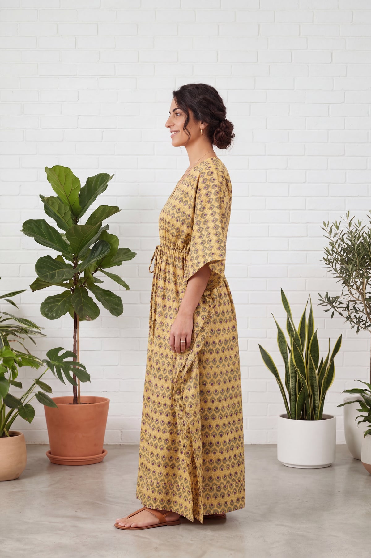 Golden Block Print Kaftan