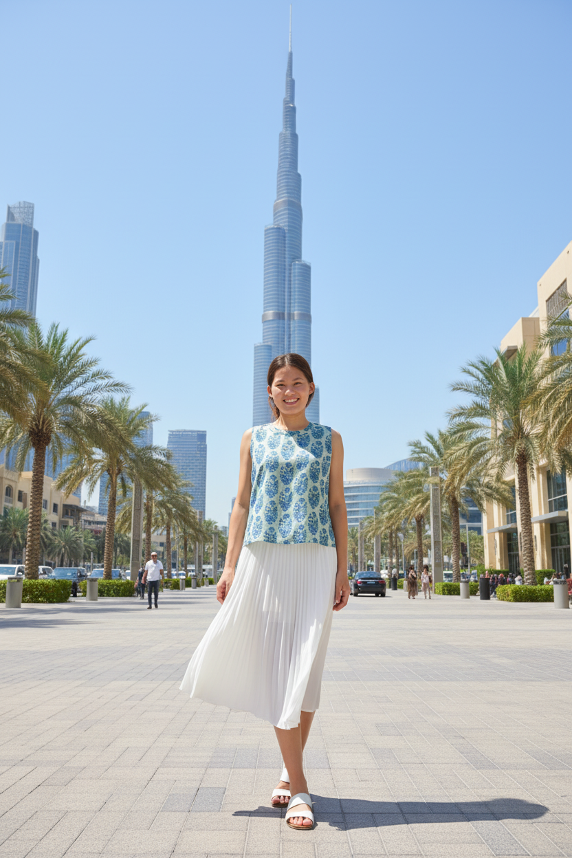 Azure Bloom Cotton Top