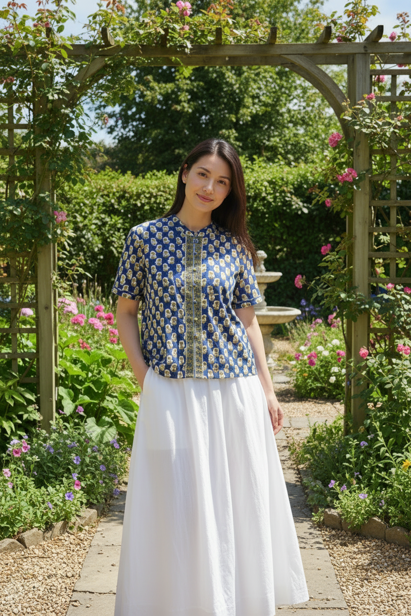 Sapphire Ball Button Top