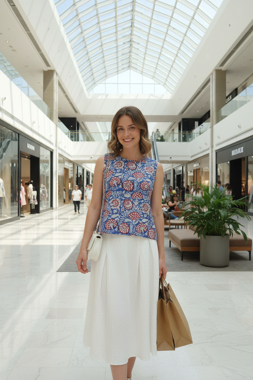 Indigo Garden Cotton Top