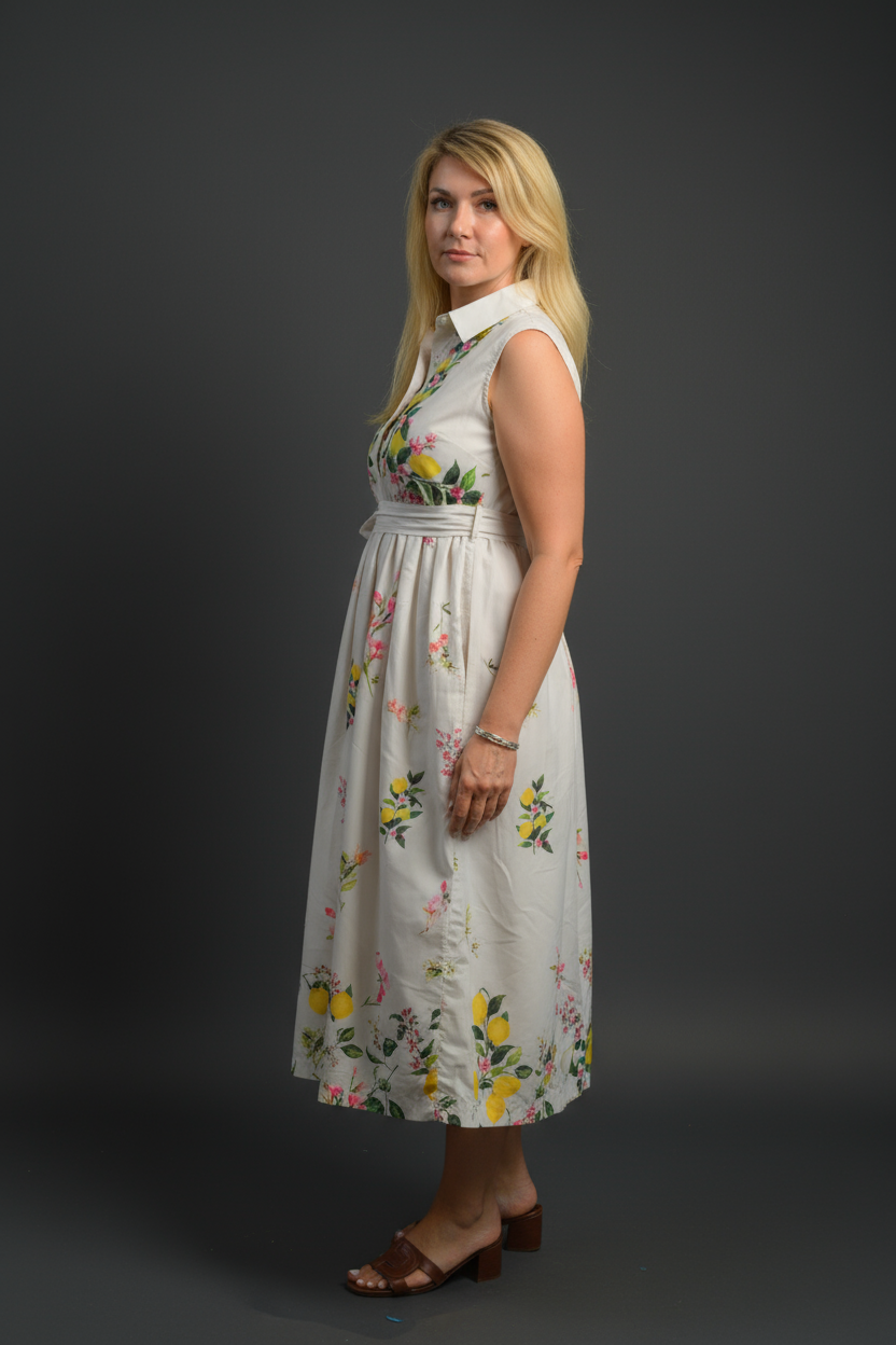 Lemon Blossom Printed Midi Dress