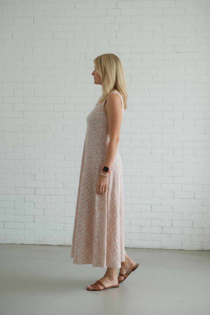 White Printed Flare Cotton Dress