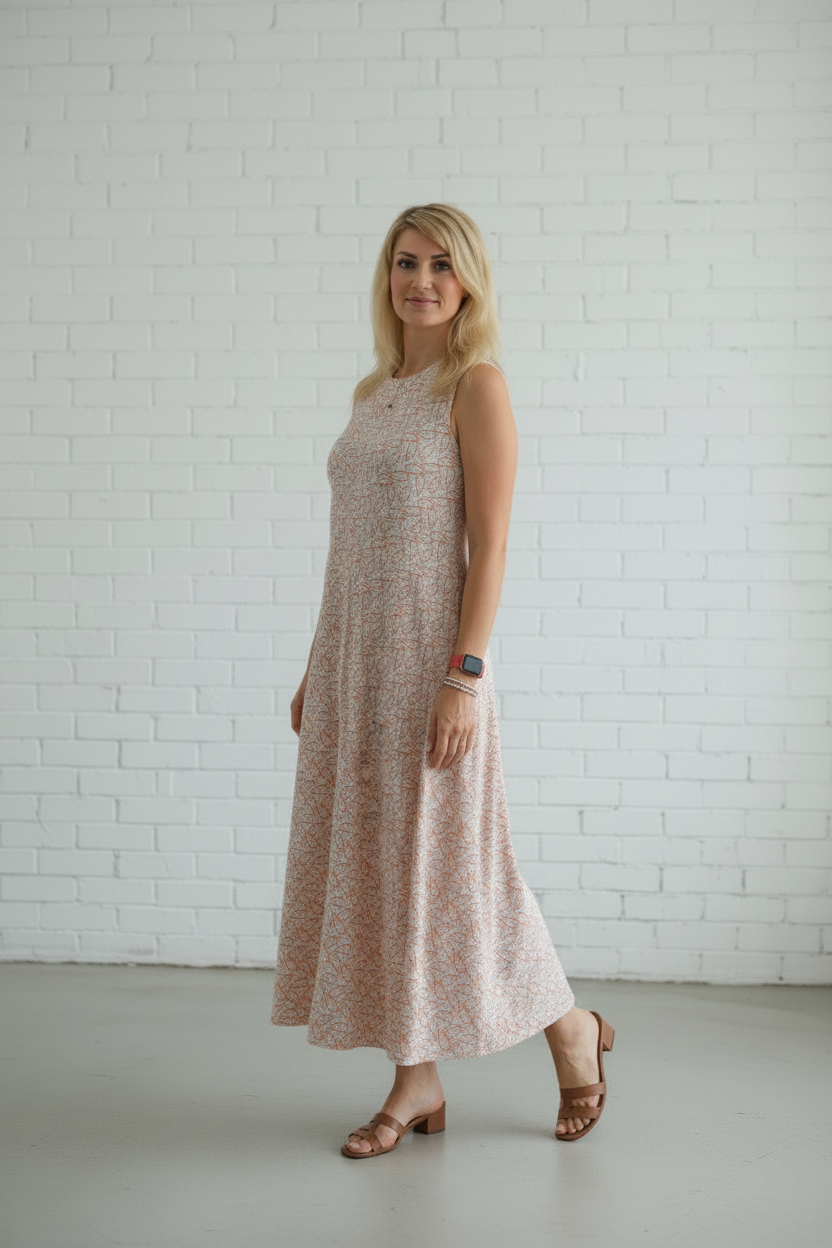 White Printed Flare Cotton Dress