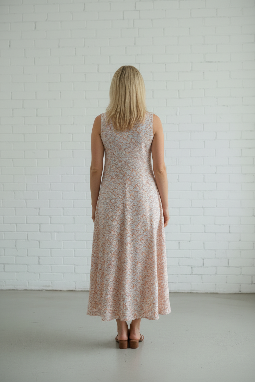 White Printed Flare Cotton Dress