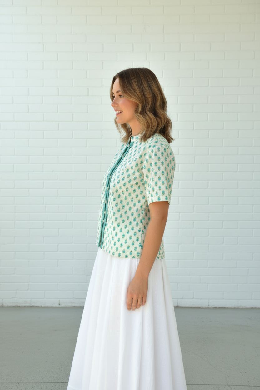 Aqua Meadow button-front top for women Dubai — Ease of Wear