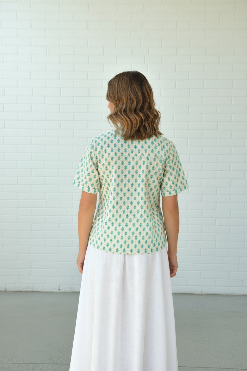 Aqua Meadow button-front top for women Dubai — Ease of Wear