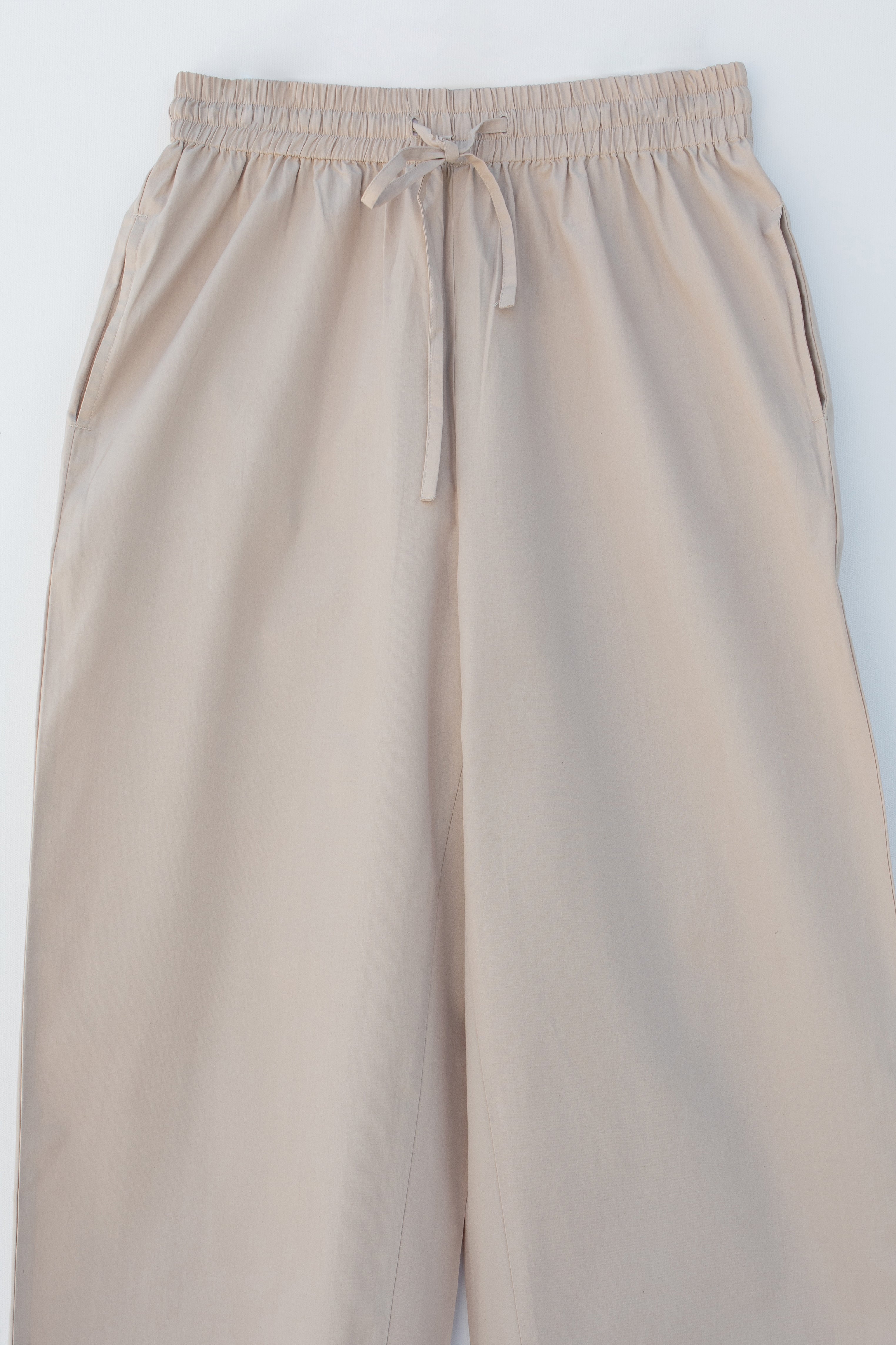 BEIGE PANT WIDE-LEG ELASTIC WAISTBAND