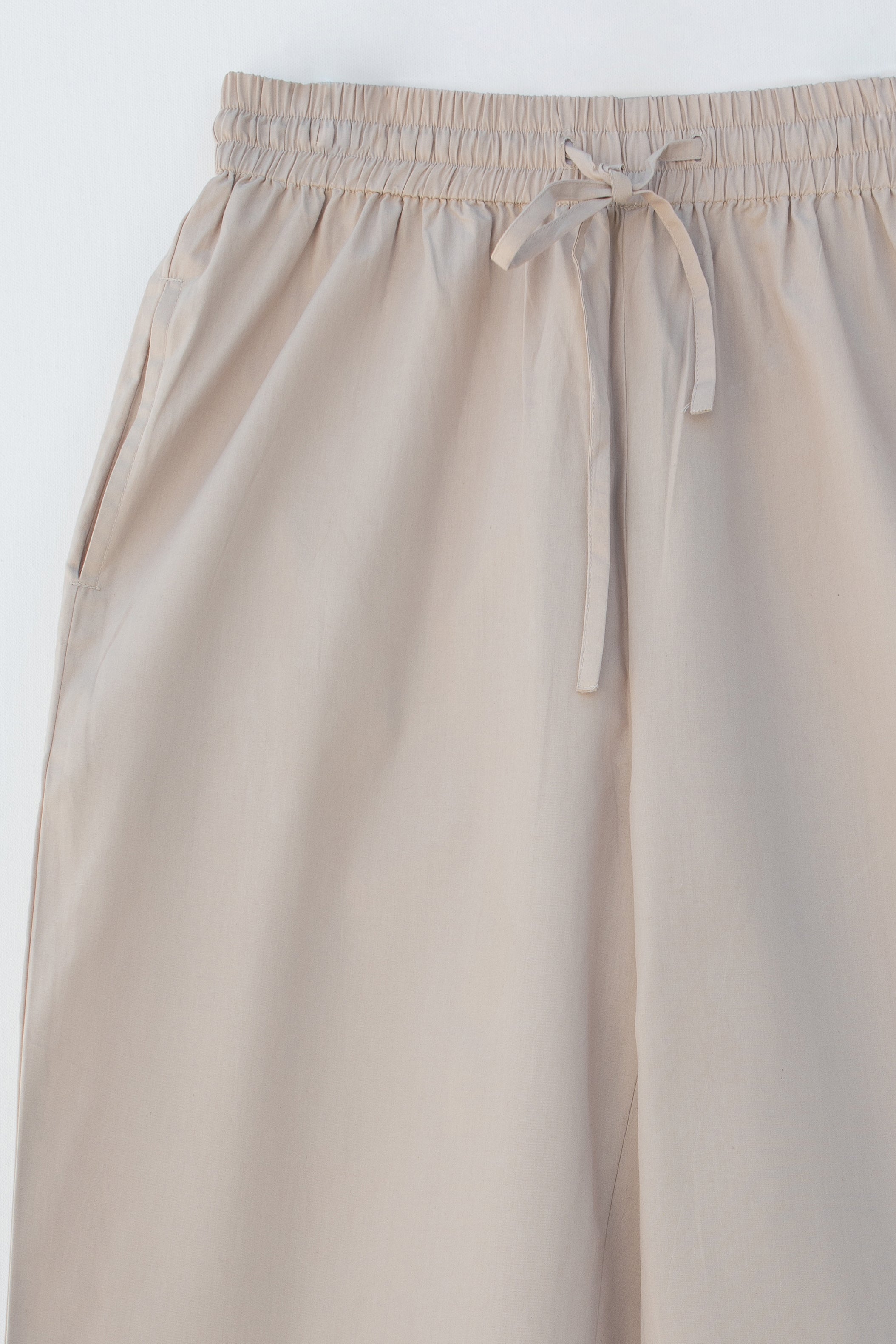 BEIGE PANT WIDE-LEG ELASTIC WAISTBAND