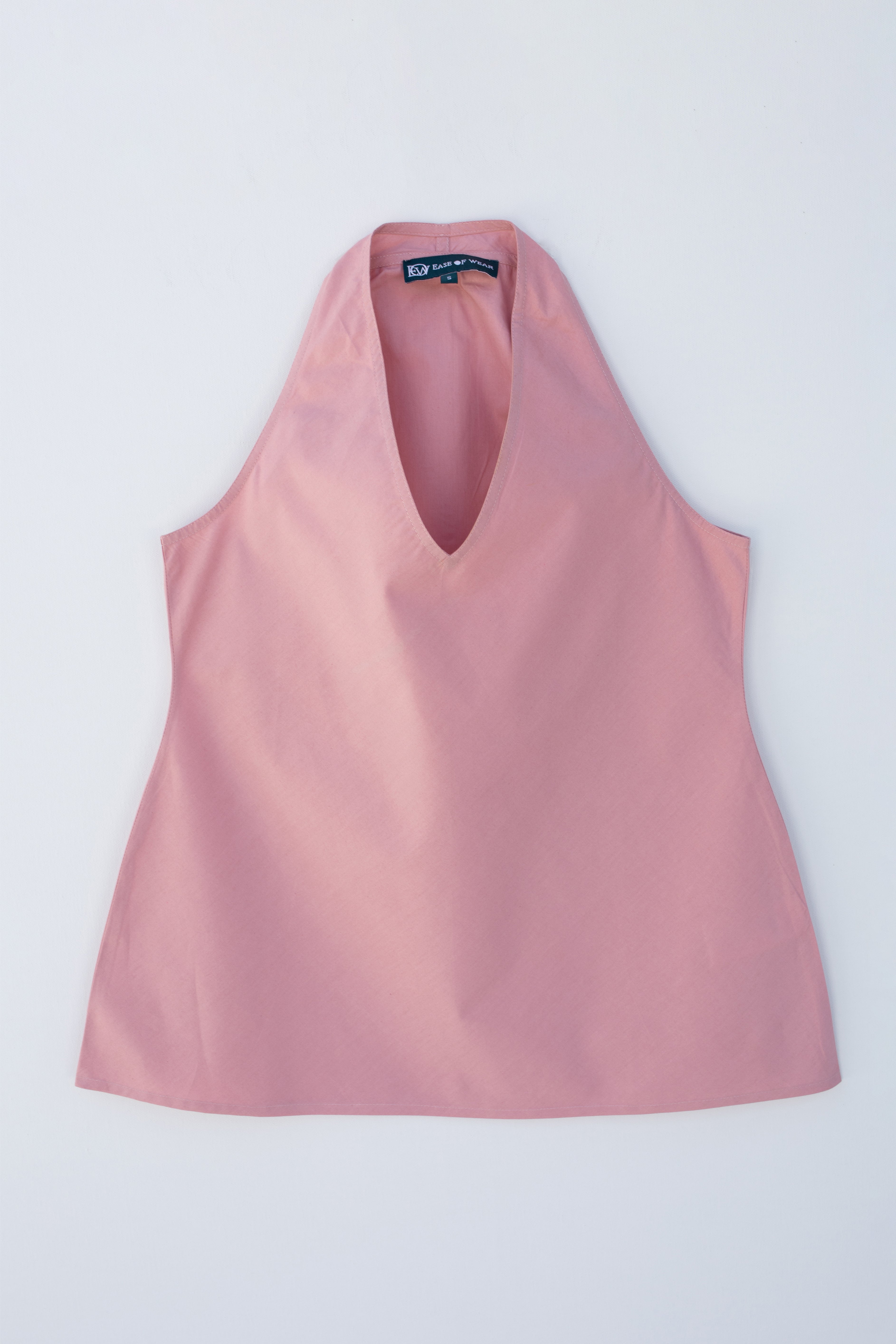 HALTER NECK TOP PINK POPLIN