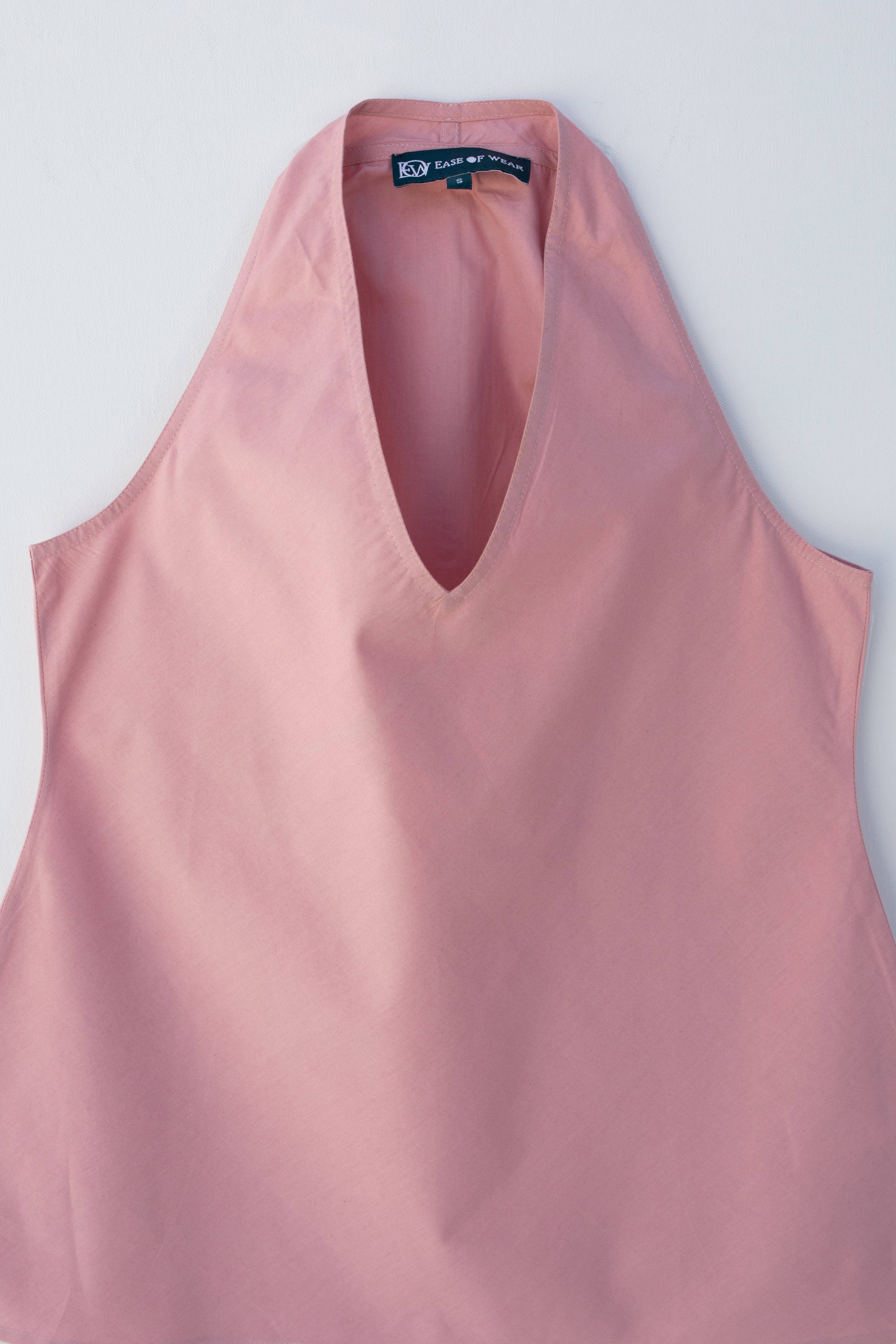 HALTER NECK TOP PINK POPLIN