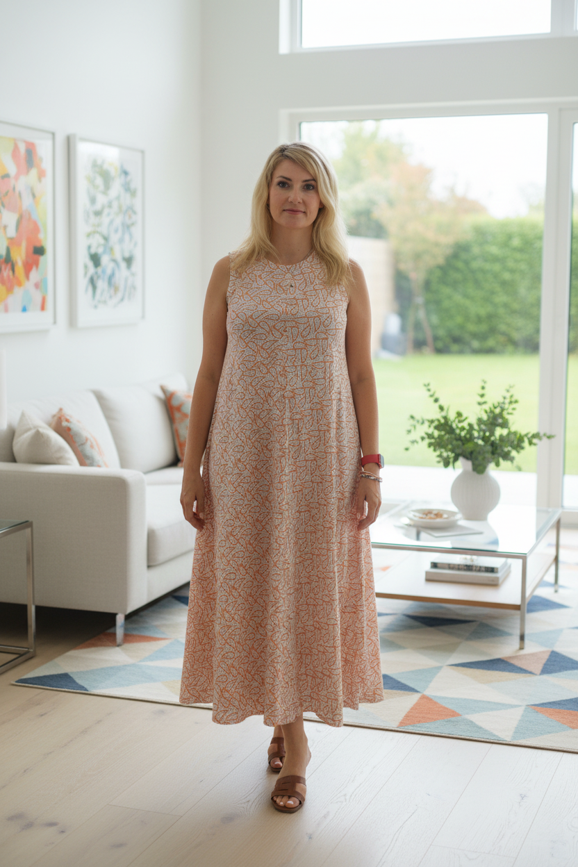 White Printed Flare Cotton Dress