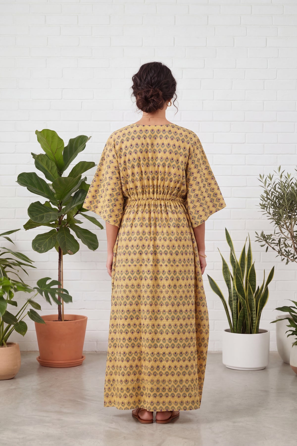 Golden Block Print Kaftan
