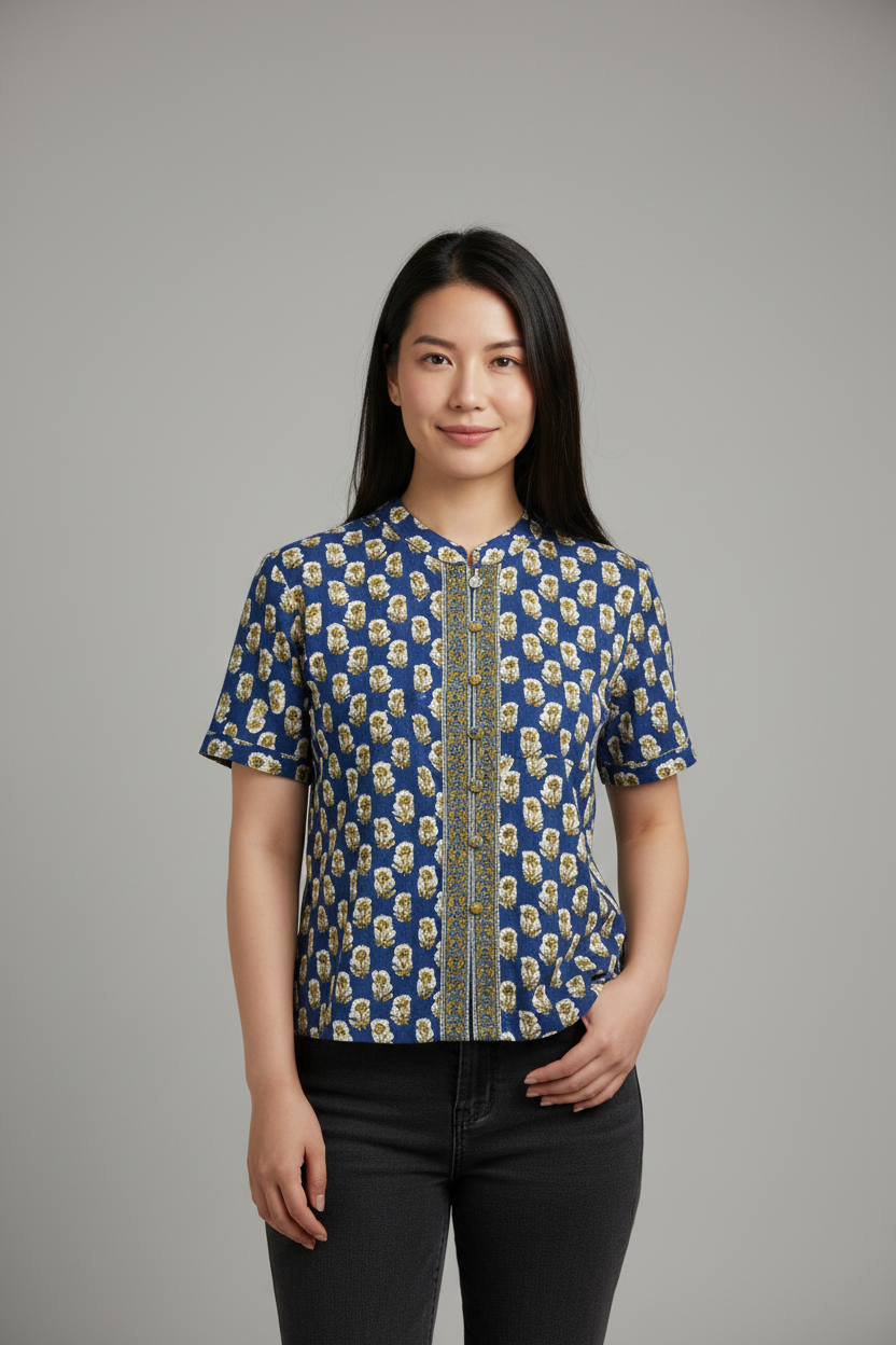 Sapphire Ball Button Top