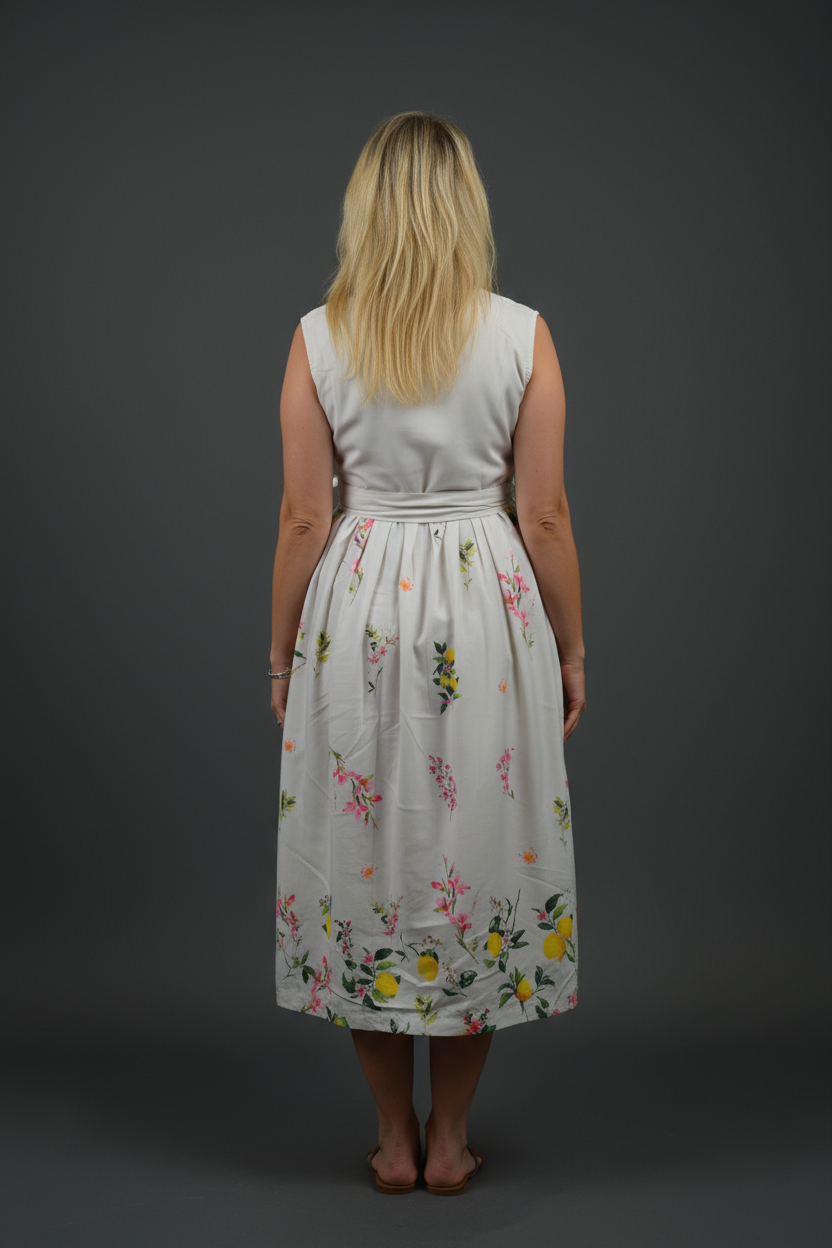 Lemon Blossom Printed Midi Dress for women Dubai — Ease of Wear