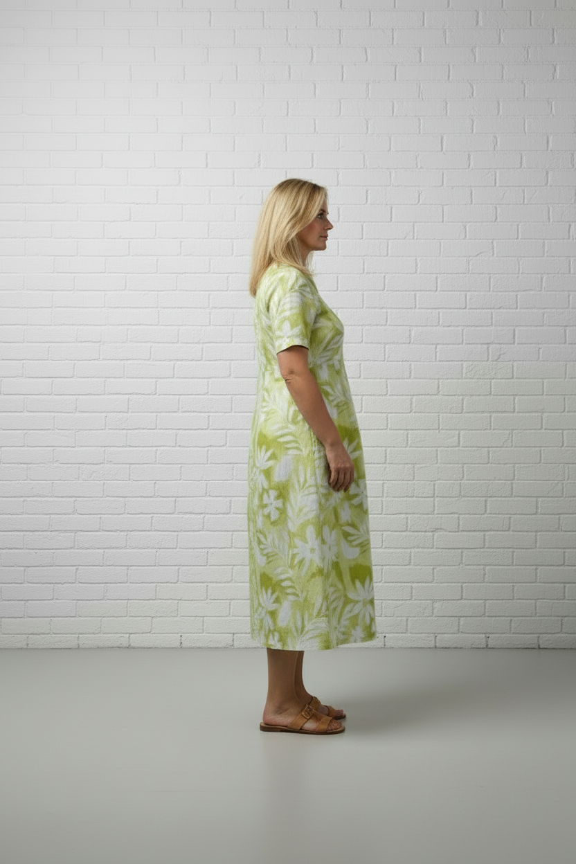 Green Cotton Muslin Midi Dress