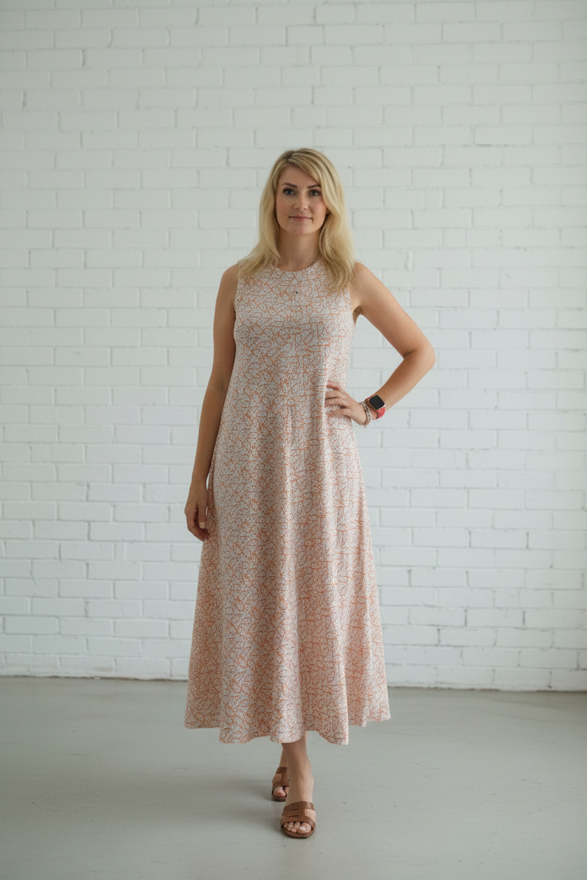 White Printed Flare Cotton Dress