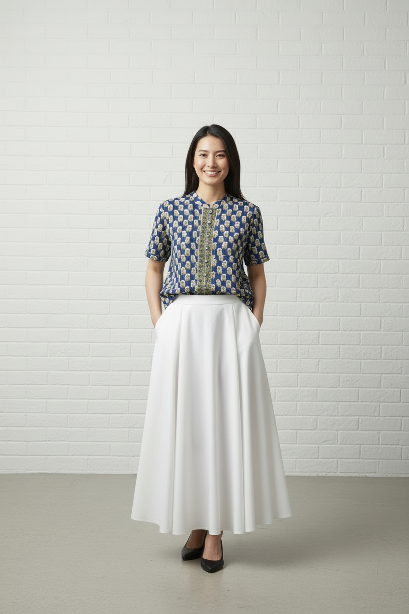 Sapphire Ball Button Top