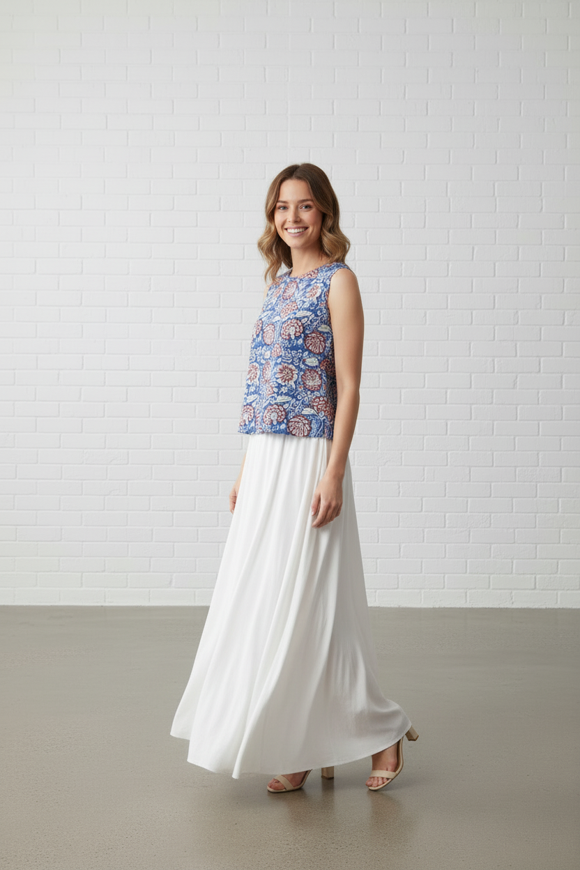 Indigo Garden Cotton Top